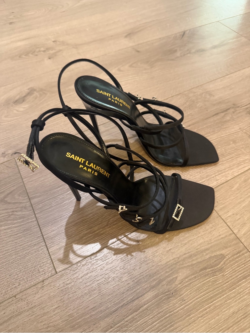 Saint Laurent Jerry 110mm silk-satin sandals (WORN ONCE) - Picture 3 of 4